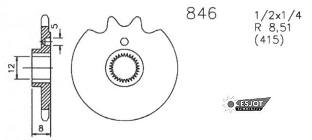 Esjot voortandwiel 0846 sprocket 415 14z standard