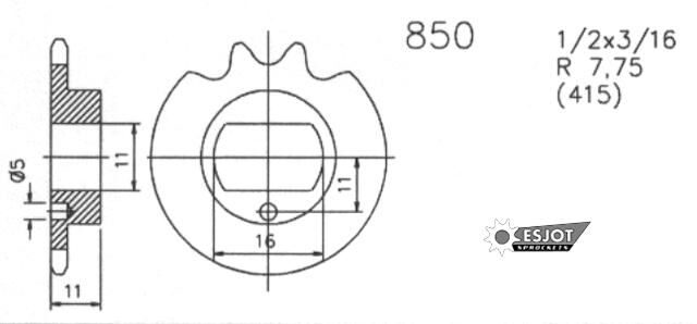 Esjot voortandwiel 0850 sprocket 415 11z standard