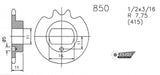Esjot voortandwiel 0850 sprocket 415 11z standard