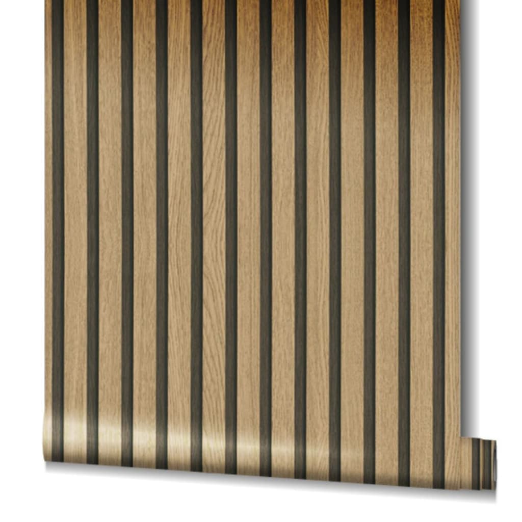 Noordwand behang botanica wooden slats bruin en eikenkleurig