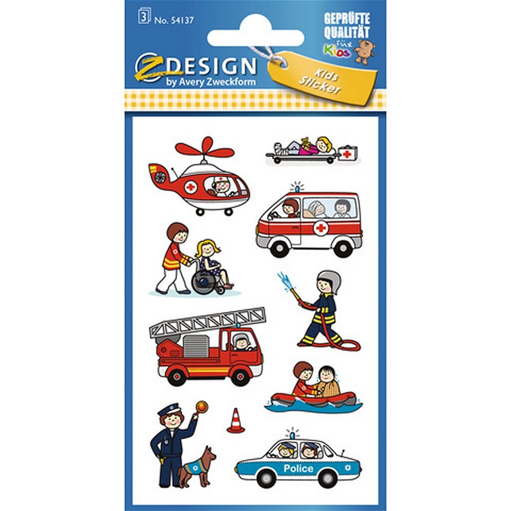 Avery av-54137 z-design kids stickers hulpdiensten 3 vel