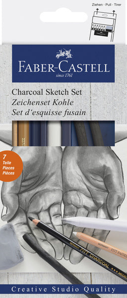Faber castell fc-114002 houtskoolset faber-castell 7-delig
