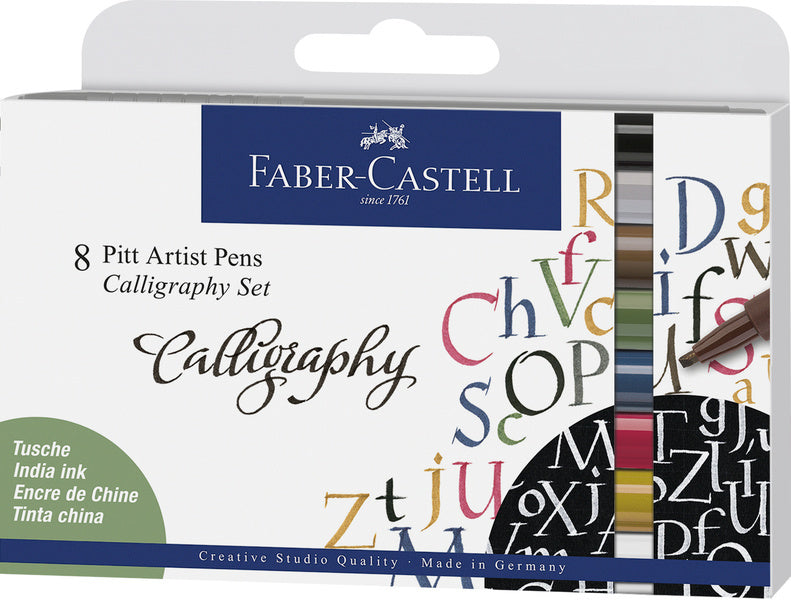Faber castell fc-167508 pitt artist pen kalligrafieset 8 pennen