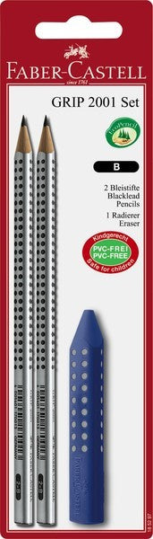 Faber castell fc-185297 potlood grip 2001 2 stuks met gum