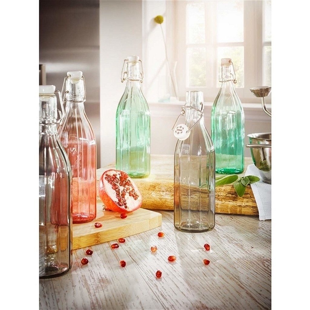 Leifheit 36322 glazen facetfles 0.5l transparant groen