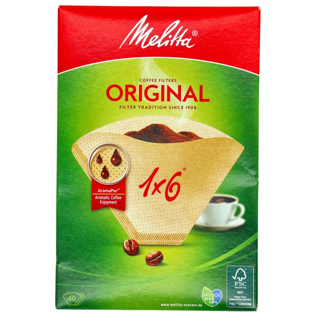 Melitta filters 1x6 40 stuks bruin