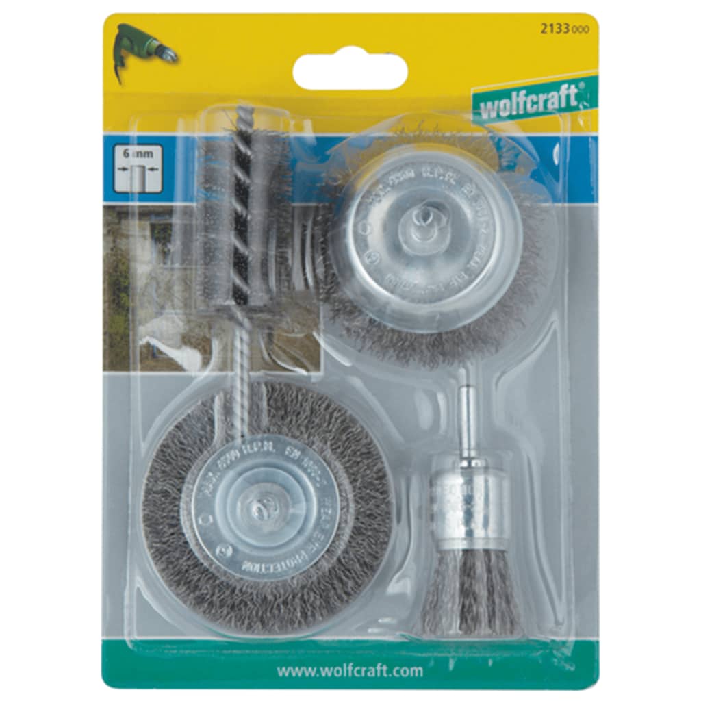 Wolfcraft Wolfcraft Draadborstelset met ronde schacht 4-delig 2133000