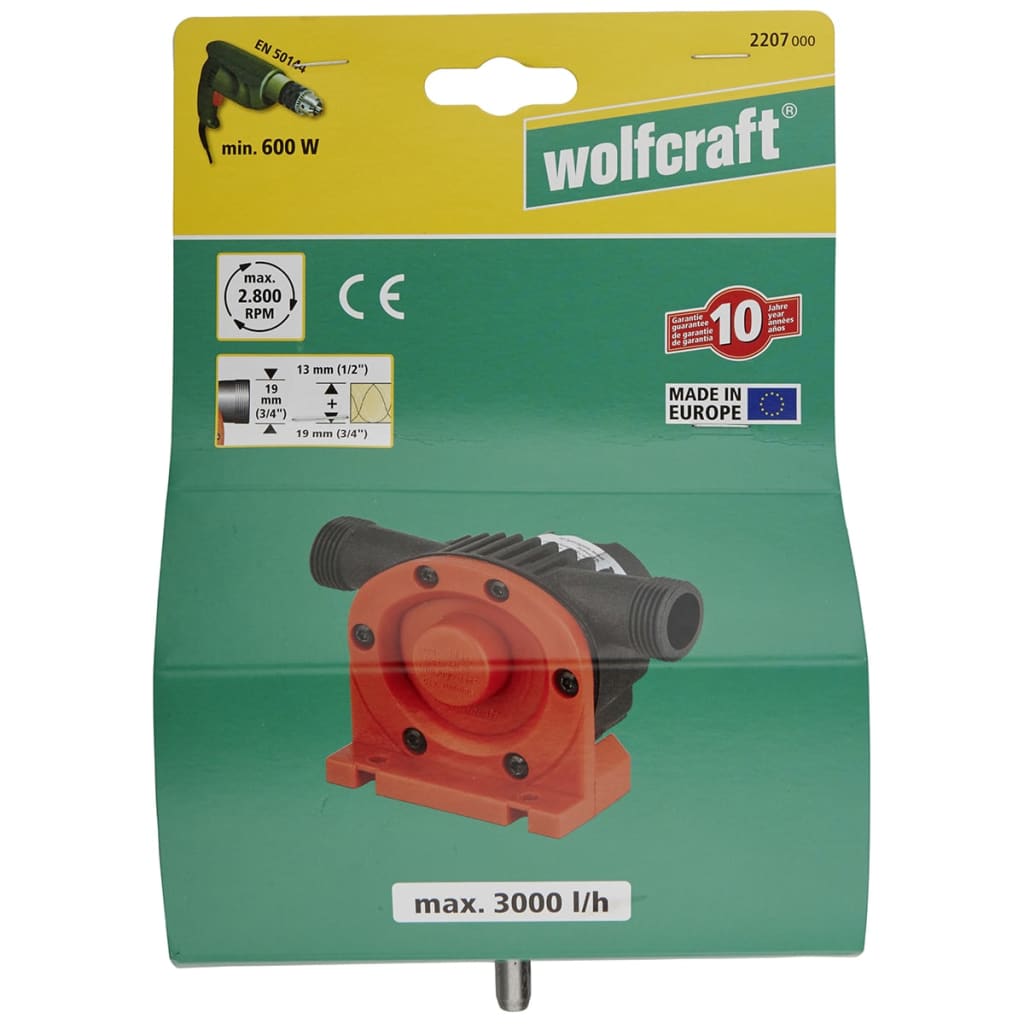 Wolfcraft pomp booraangedreven 3000 l u s=8 mm 2207000