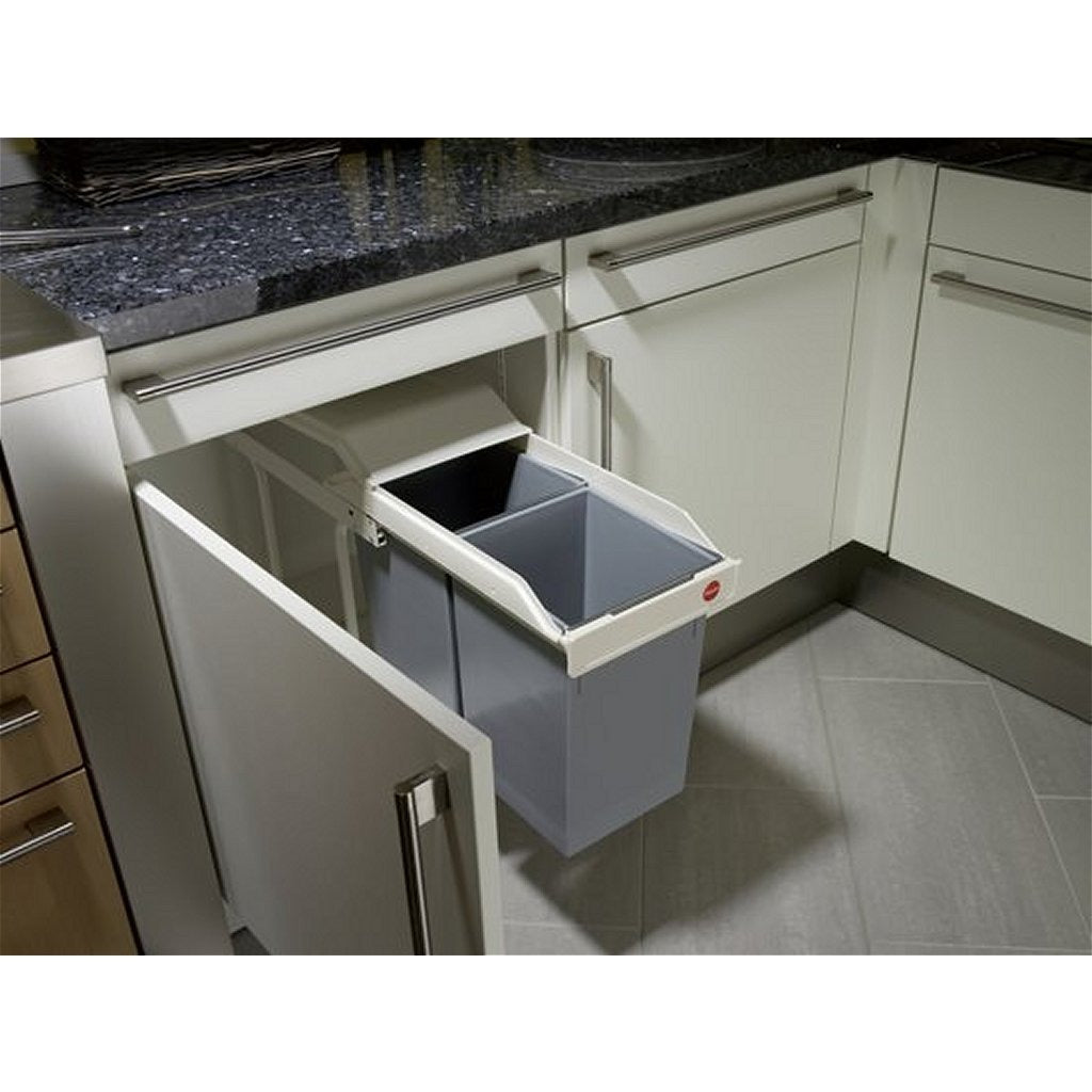 Hailo 3659-001 multi-box duo l inbouw afvalbak 2x14l wit zilver