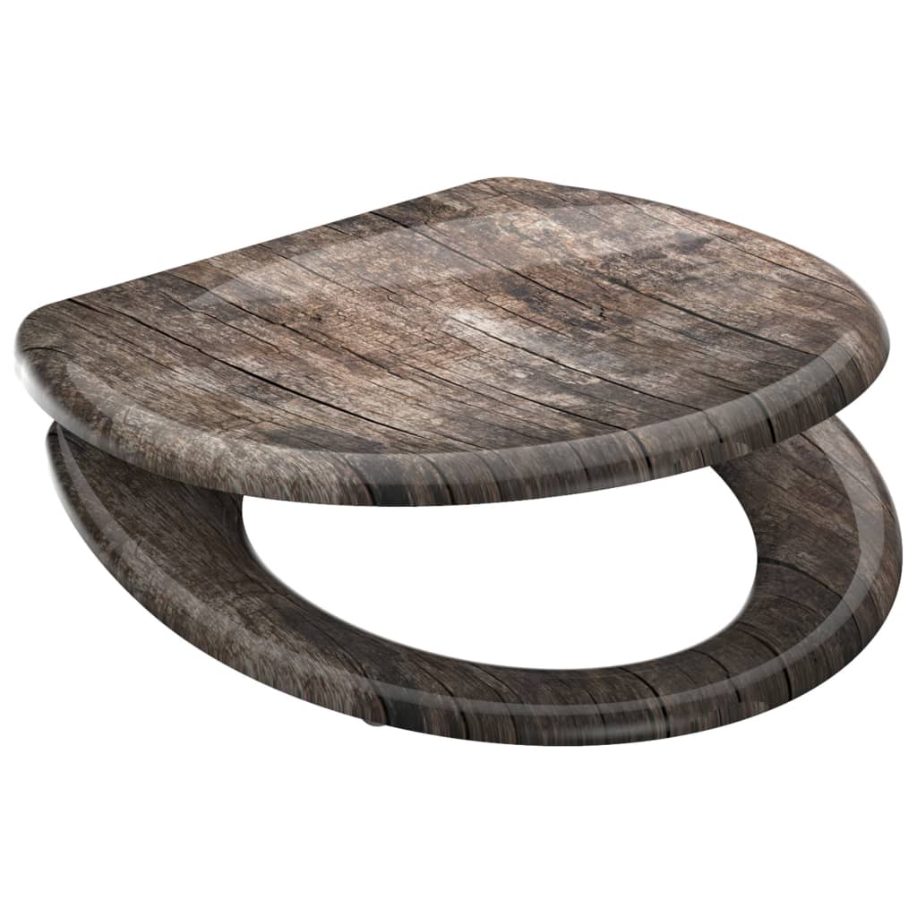 Schütte toiletbril met soft-close old wood duroplast met print