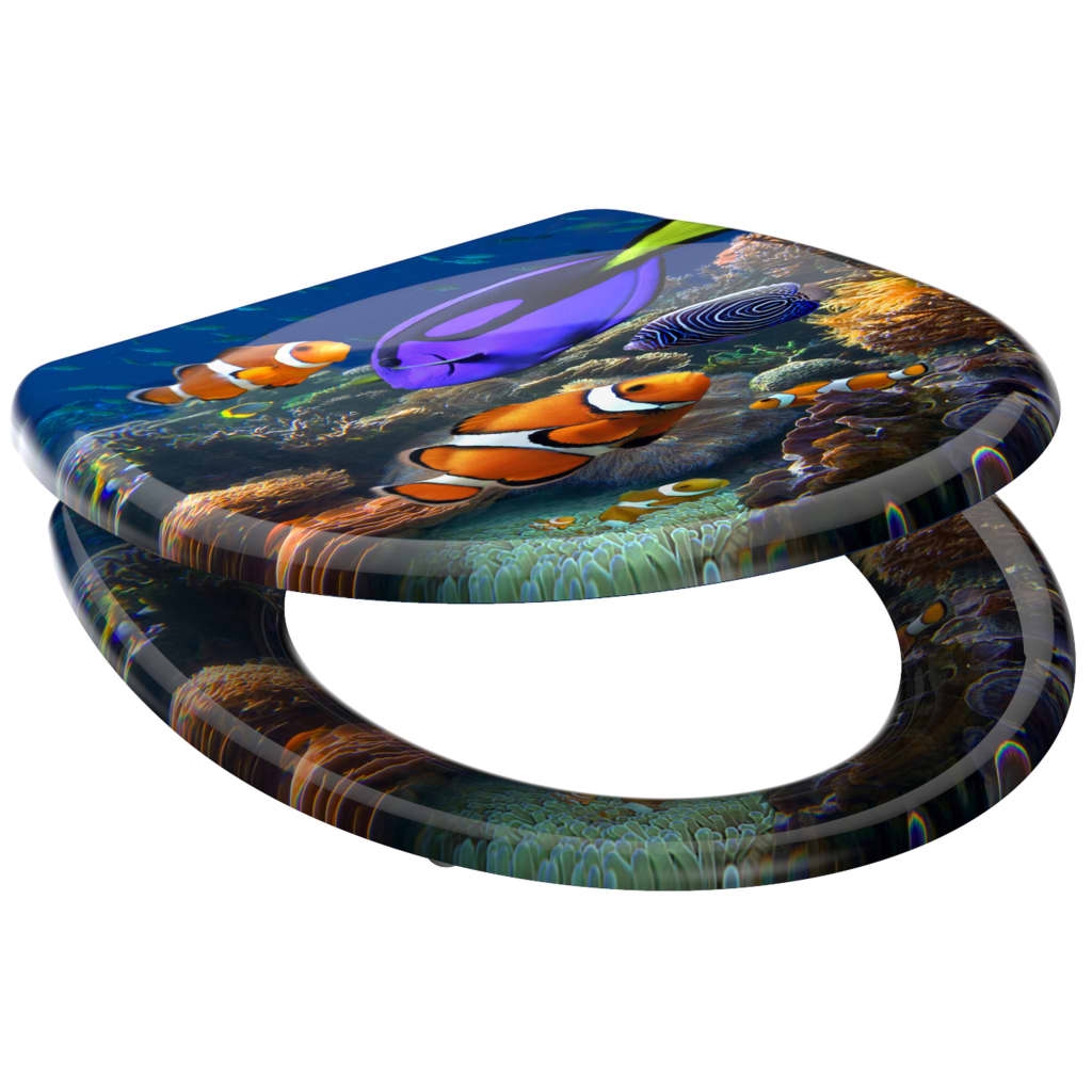 Schütte toiletbril met soft-close sea life duroplast met print