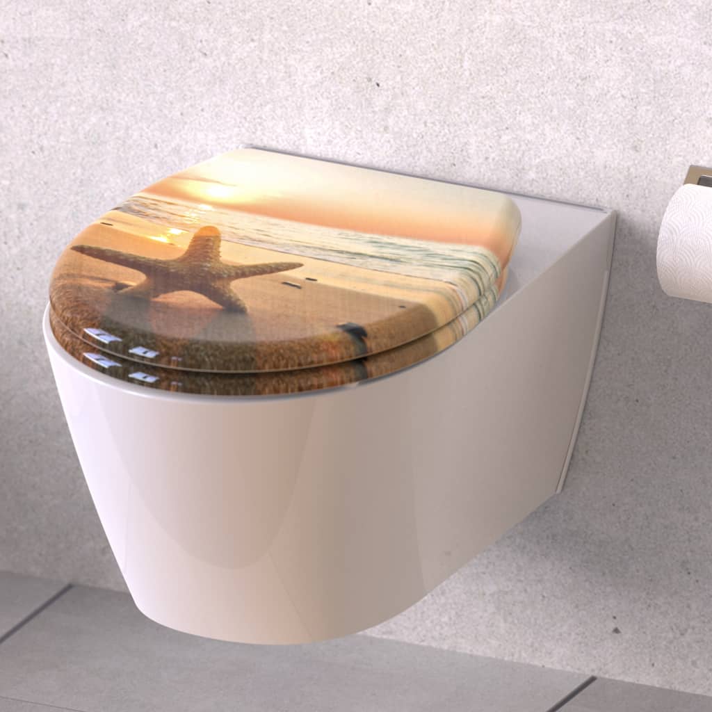 Schütte toiletbril met soft-close sea star duroplast met print