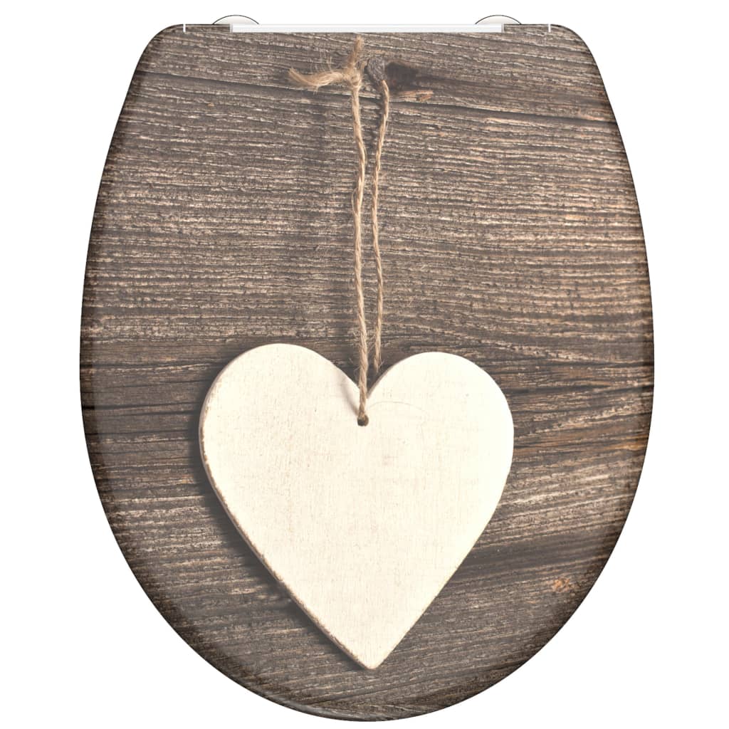 Schütte toiletbril met soft-close wood heart duroplast met print