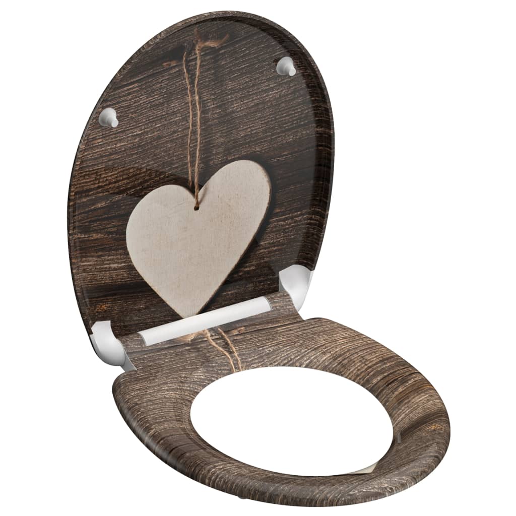 Schütte toiletbril met soft-close wood heart duroplast met print