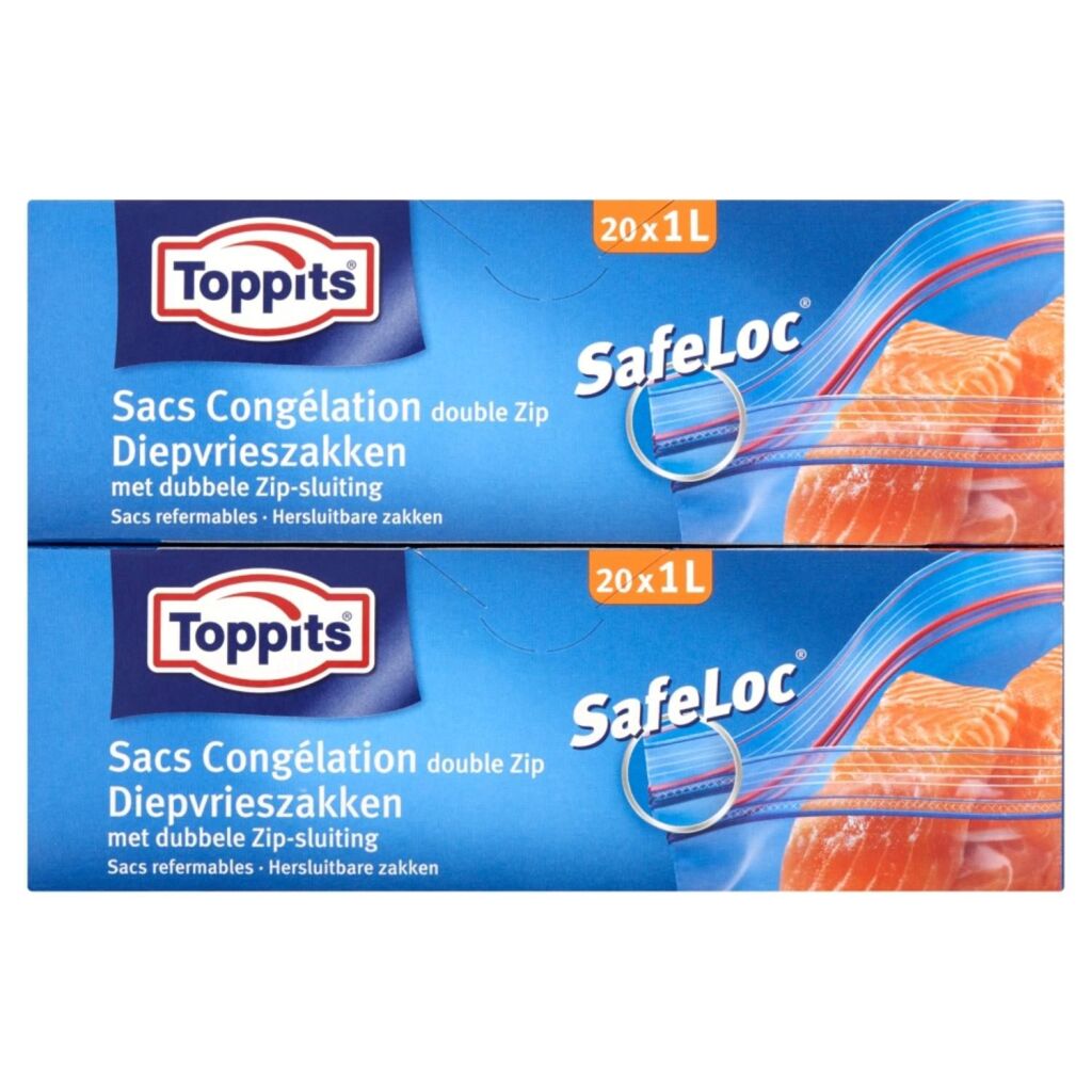 Toppits safeloc zip-diepvrieszakken 1l 20 stuks