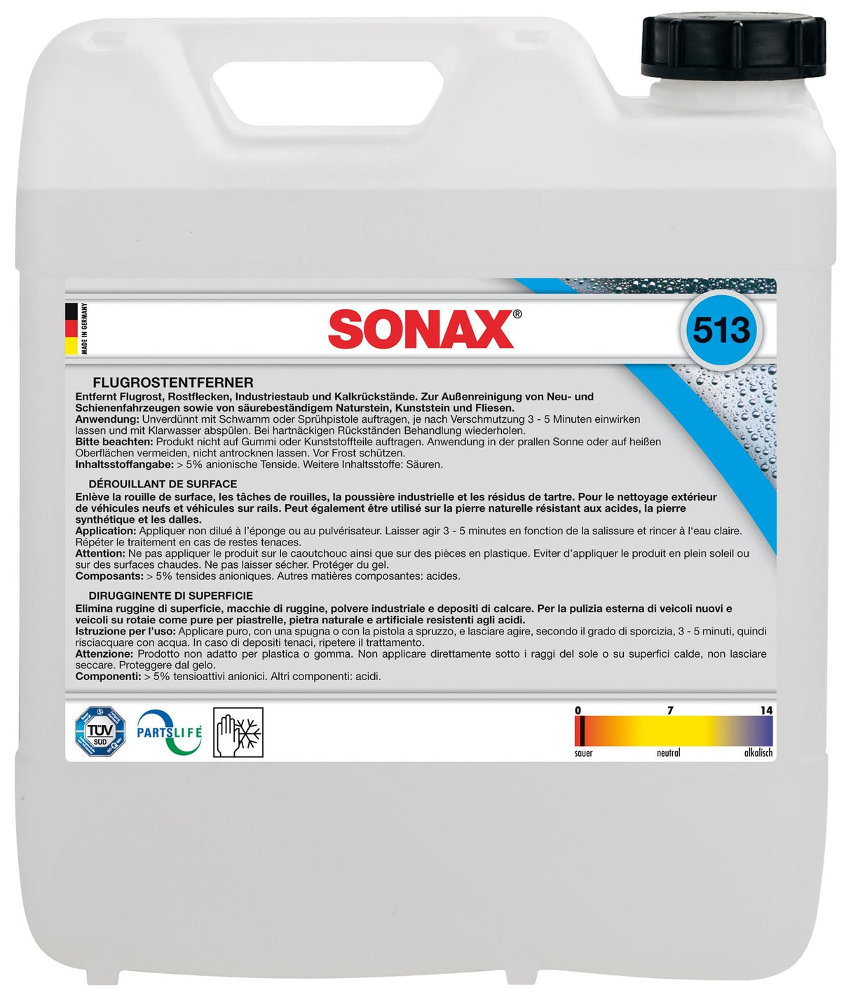 Sonax vliegroest verwijderaar flugrostentferner flash rust remover 10ltr. pl-kanister