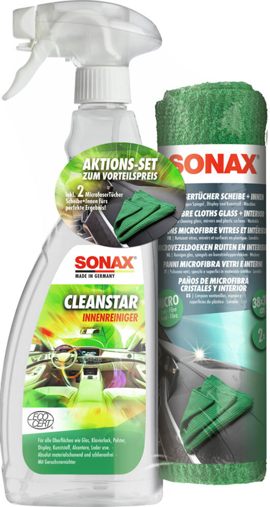 Actieset sonax "cleanstar microvezeldoeken". clean-star-set 750 ml sonax