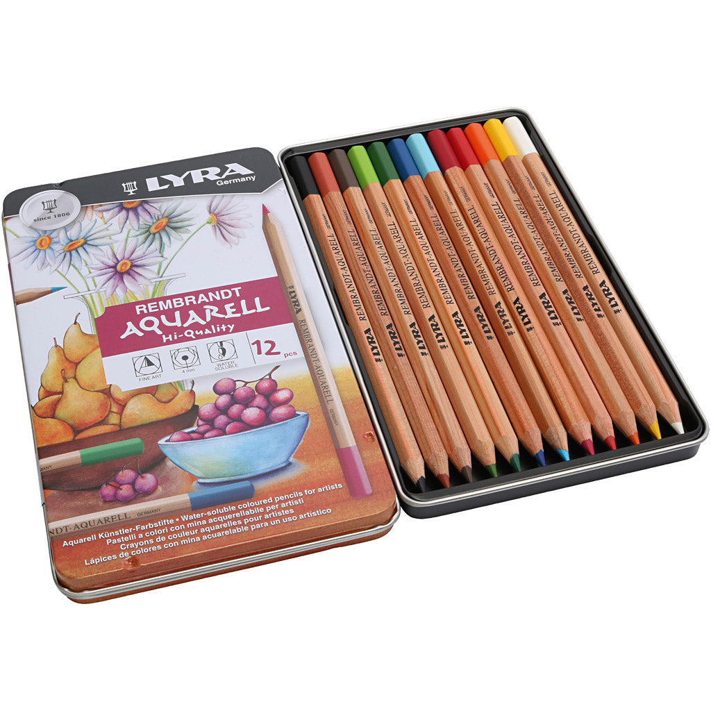 Lyra rembrandt aquarelpotloden, diverse kleuren, 12 stuk 1 doos