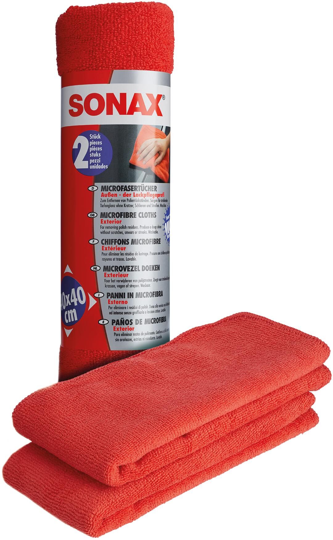Sonax microvezeldoek außen - der lackpflegeprofi microfibre cloth outside pckg. 2 pieces