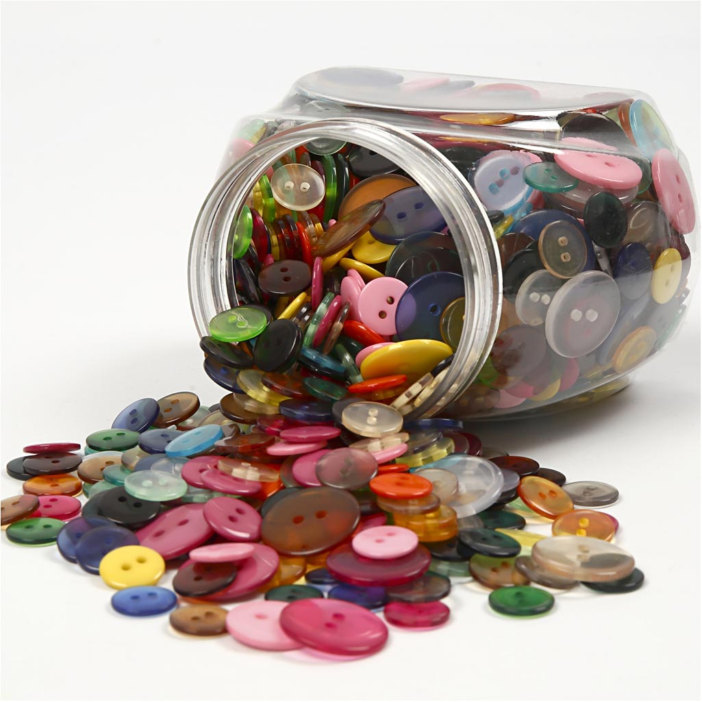 Creativ company knopen, d 12+18+20 mm, diverse kleuren, 800 stuk 1 doos