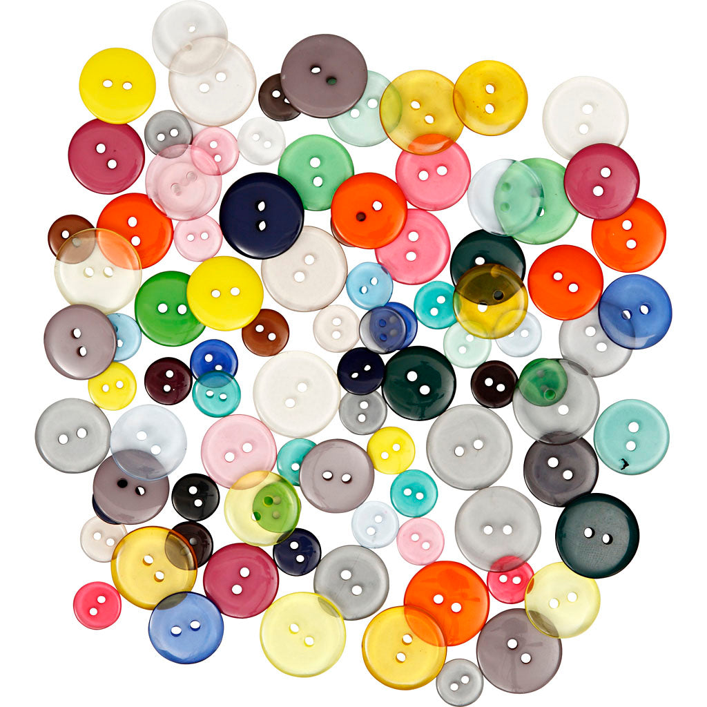 Creativ company knopen, d 12+18+20 mm, diverse kleuren, 50 gr, 100 stuk 1 doos