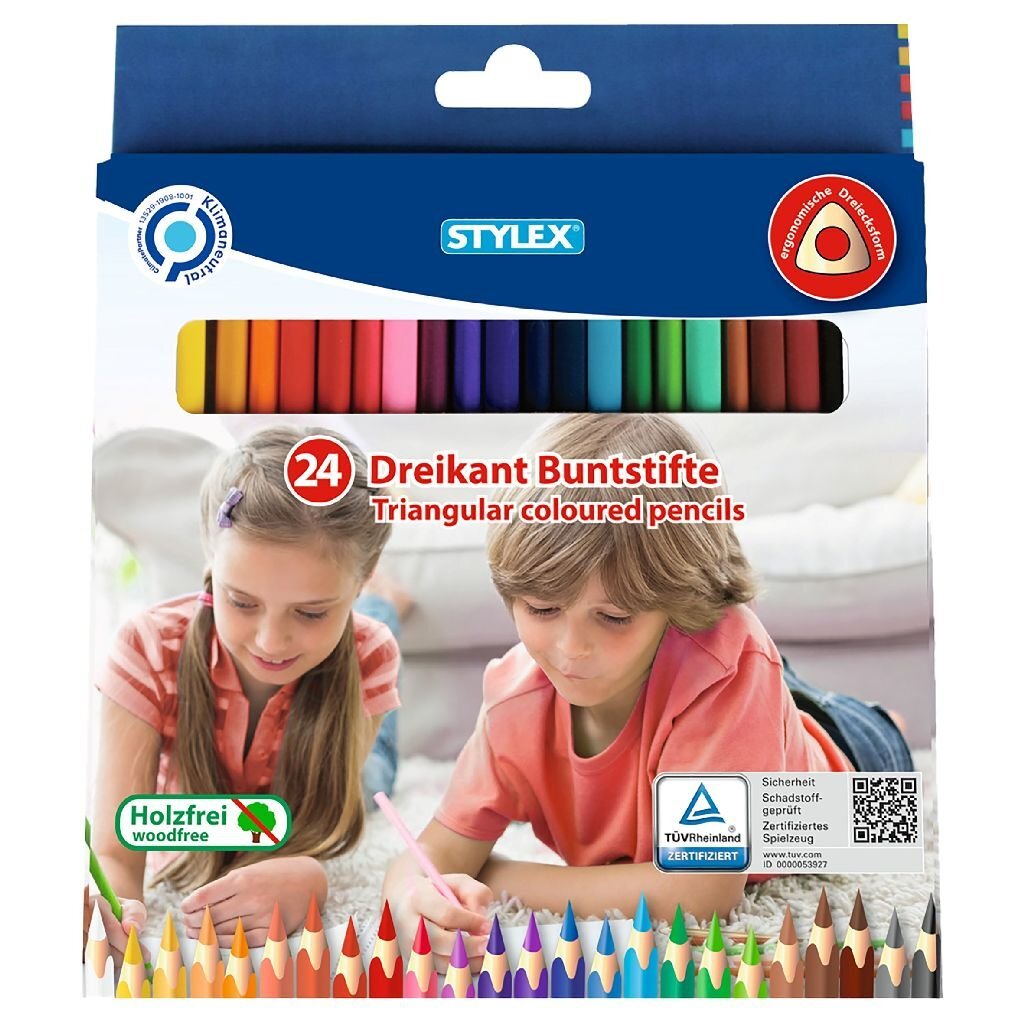 Stylex driehoekige kleurpotloden 24 kleuren