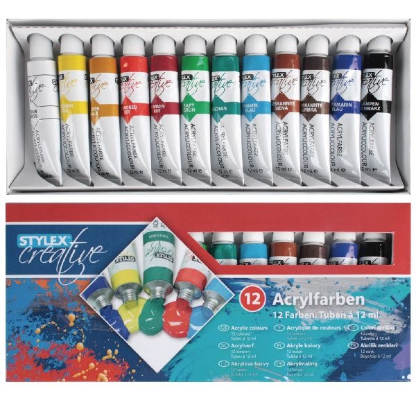 Stylex acrylverf 12ml 12 tubes
