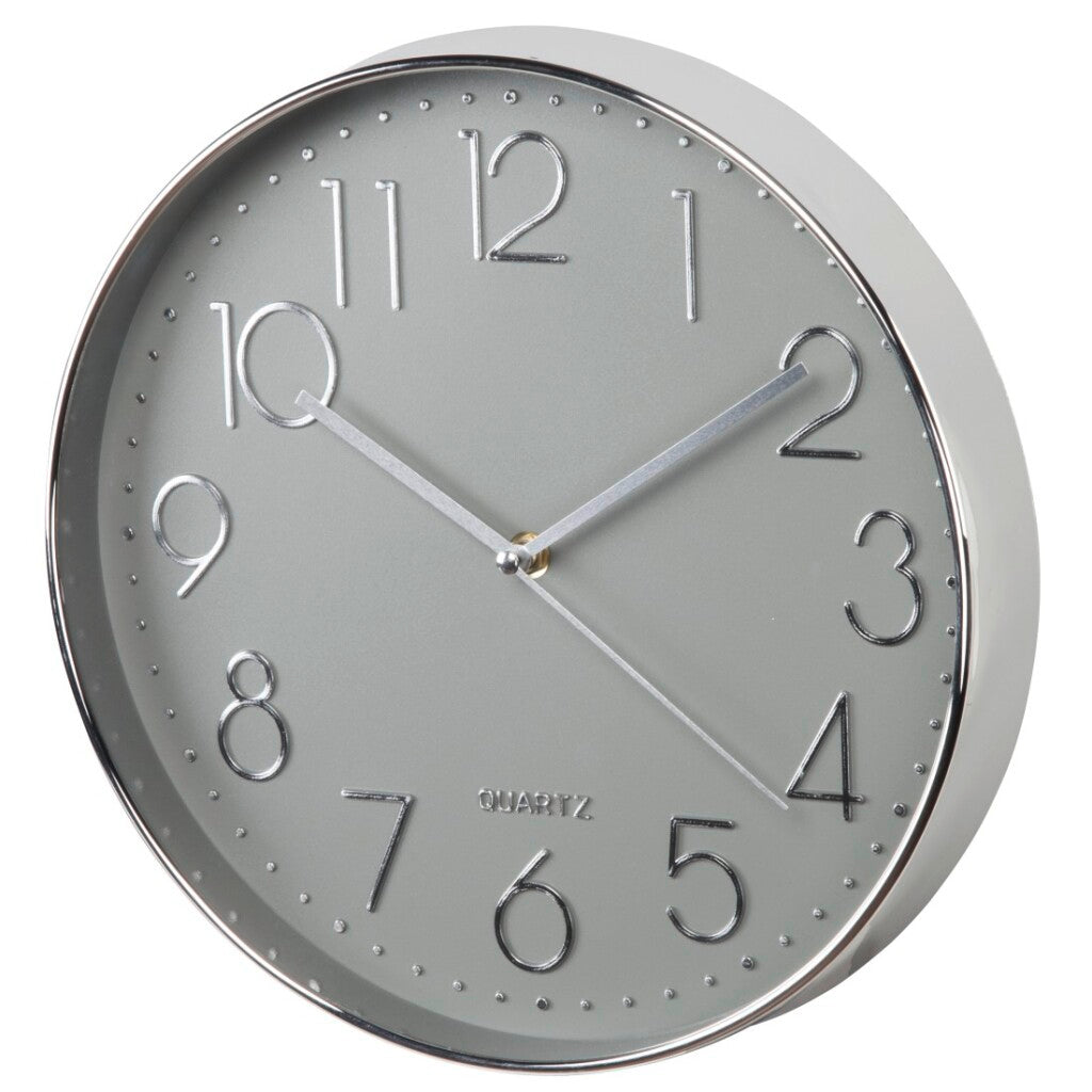 Hama wandklok elegance ø 30 cm geluidsarm zilver grijs