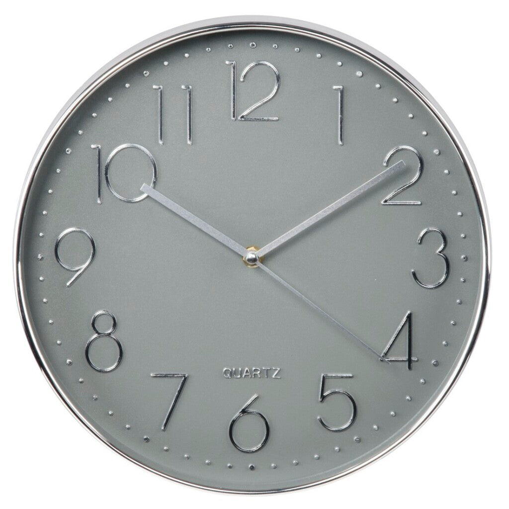 Hama wandklok elegance ø 30 cm geluidsarm zilver grijs
