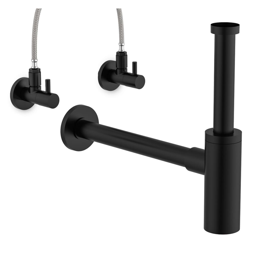 Schütte hoeksifon met rozet ms 10 mm q zwart