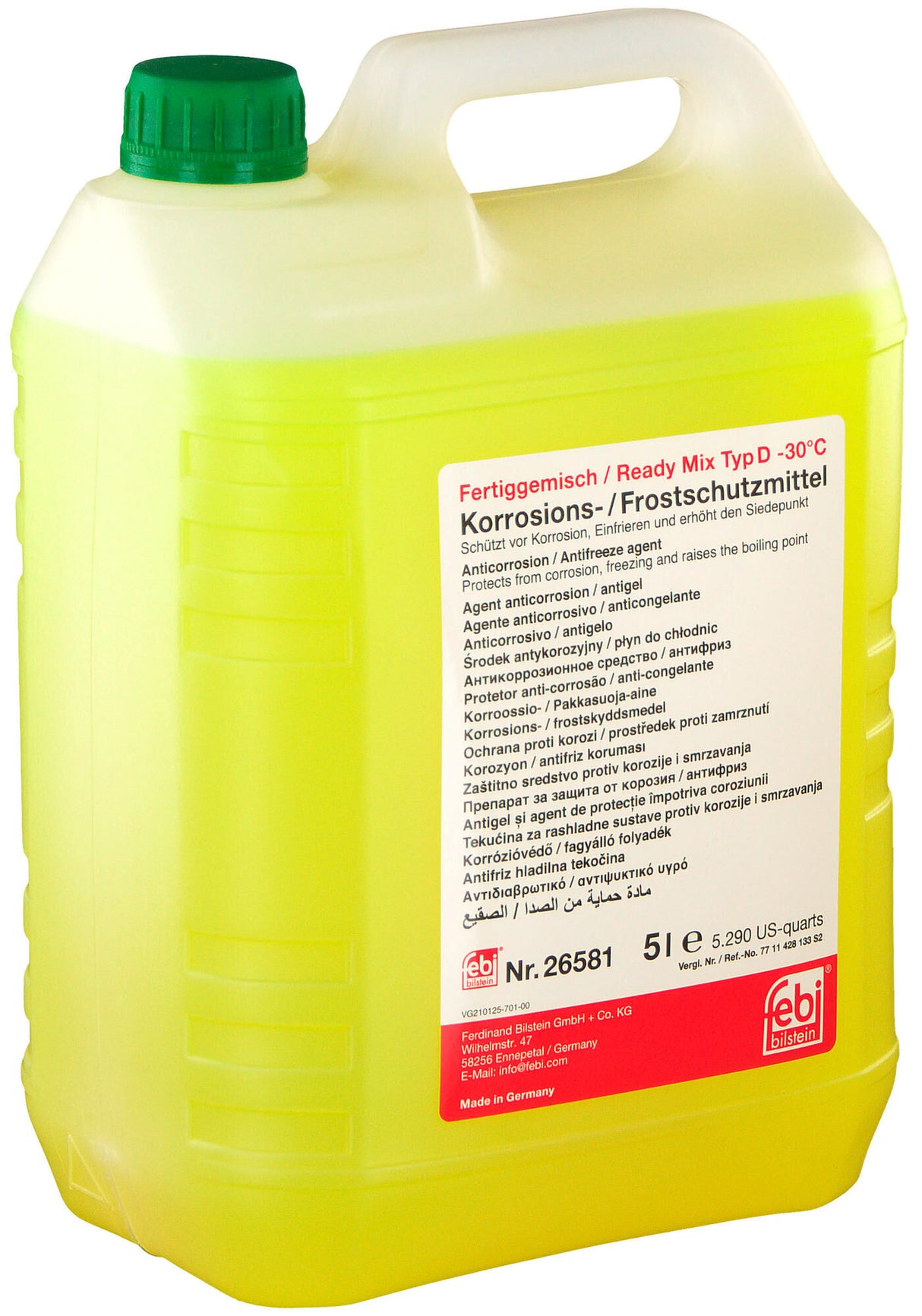 Febi bilstein febi radiatorbeschermingsmiddel kant-en-klaar mengsel type d antifreeze type d ready mix renault 5l