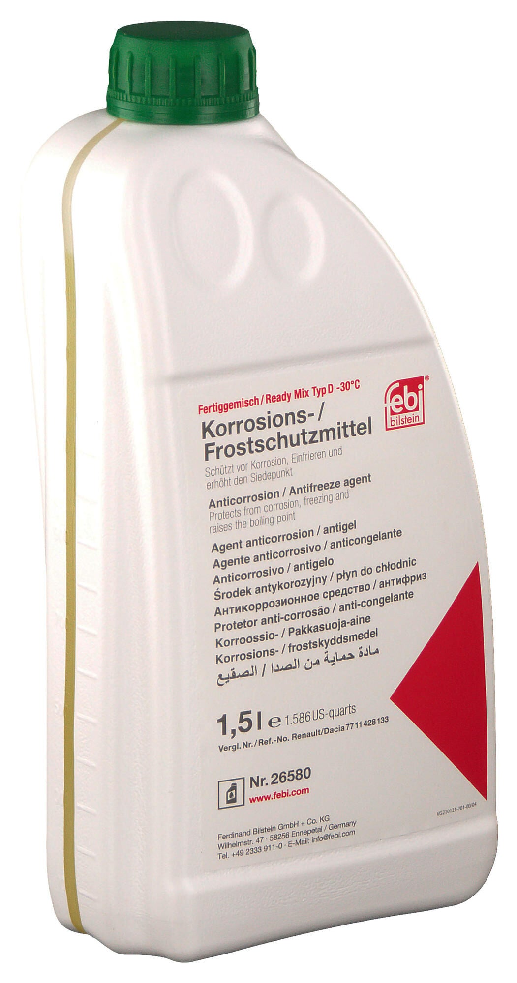 Febi bilstein febi radiatorbeschermingsmiddel kant-en-klaar mengsel type d antifreeze type d ready mix renault 1.5l