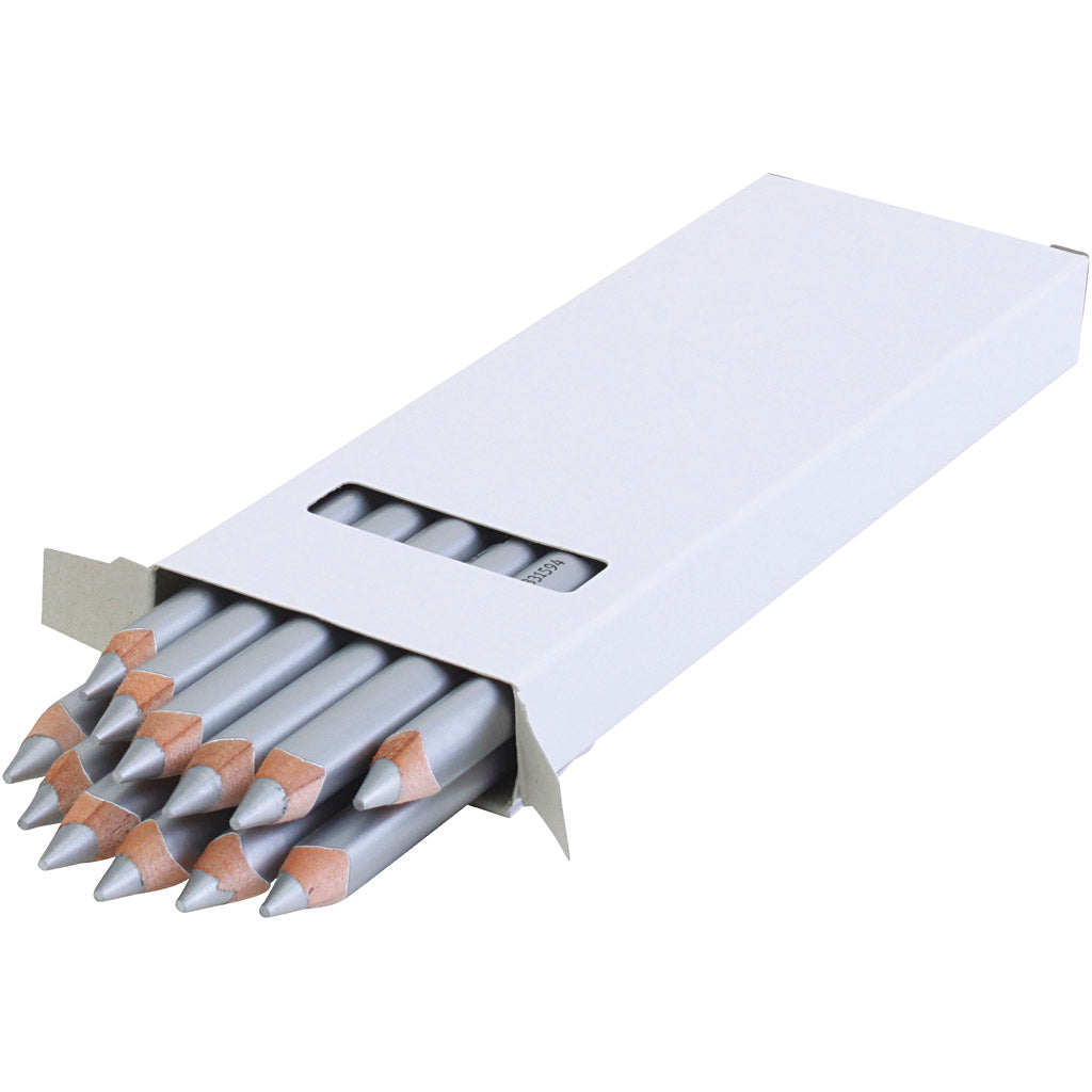 Edu3 edu jumbo kleurpotlood, dikte 10 mm, vulling 6,25 mm, zilver, 12 stuk 1 doos
