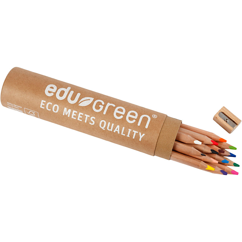 Edu3 edugreen jumbo kleurpotloden, vulling 5 mm, diverse kleuren, 12 stuk 1 doos