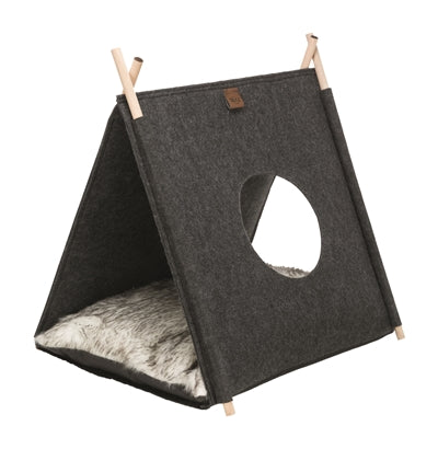 Trixie Kattenmand tent elfie met kussenvilt antraciet