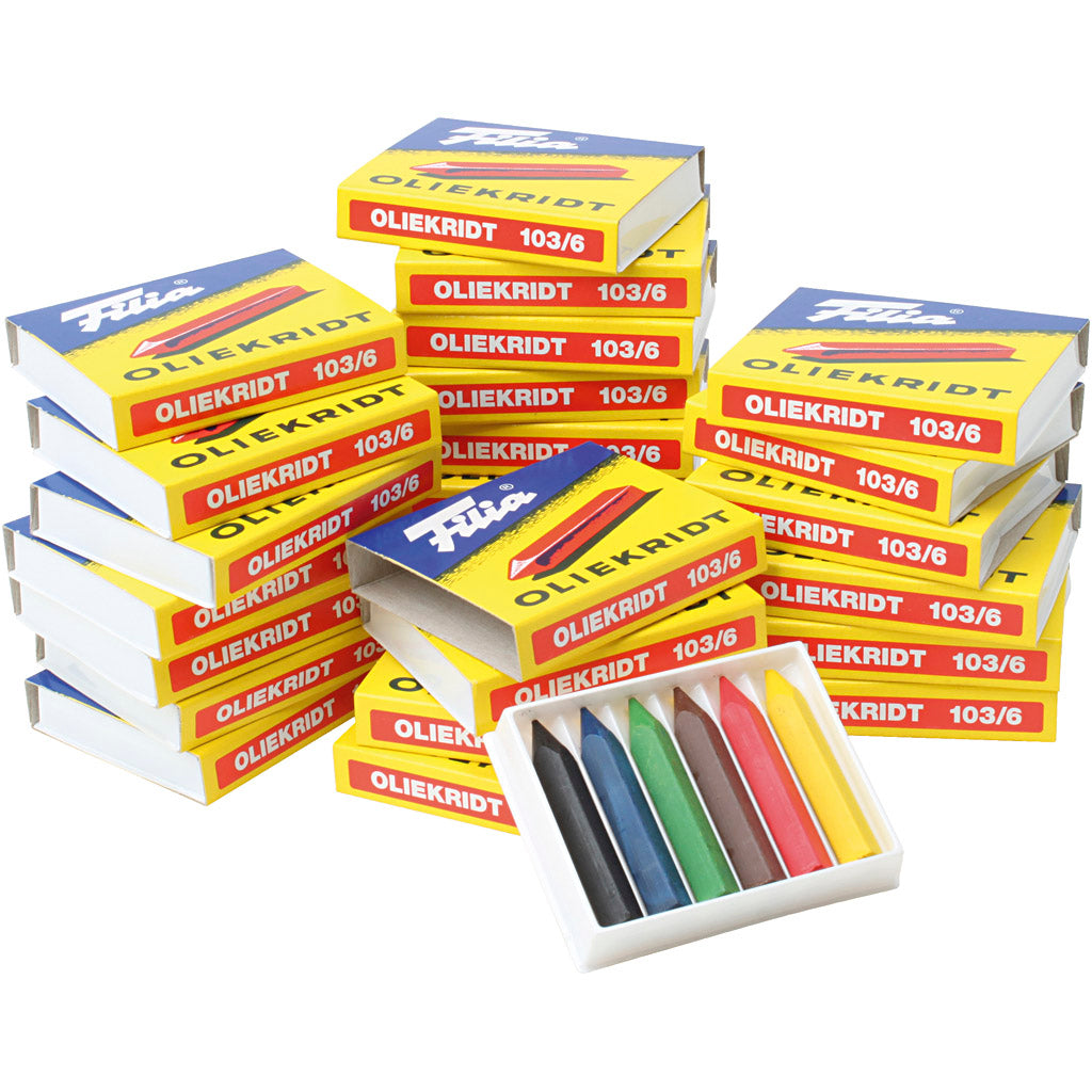 Filia oliekrijt, l: 5 cm, dikte 7x7 mm, diverse kleuren, 25x6 stuk 1 doos