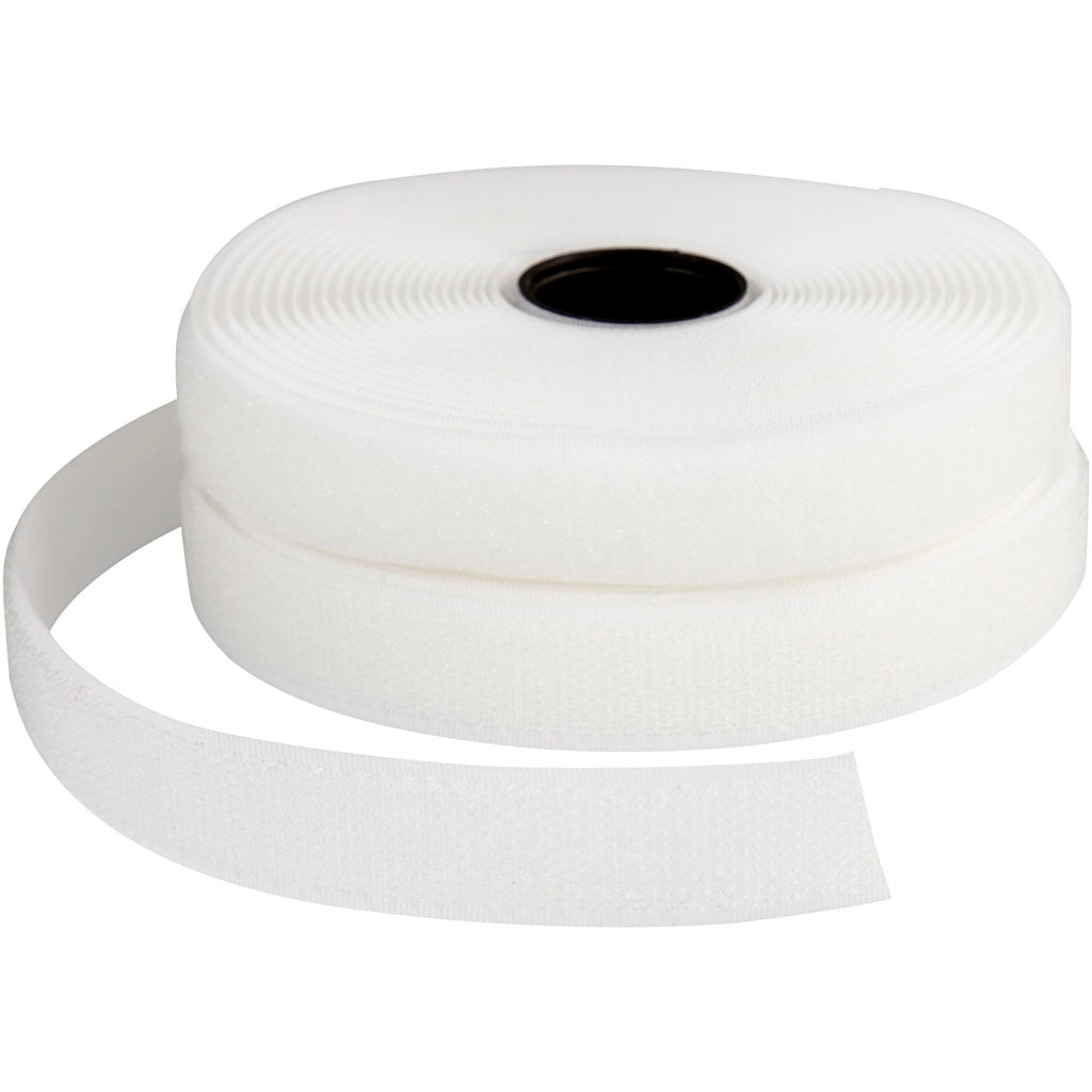 Creativ company klitteband haak en lussluiting, b: 20 mm, wit, 5 m 1 rol