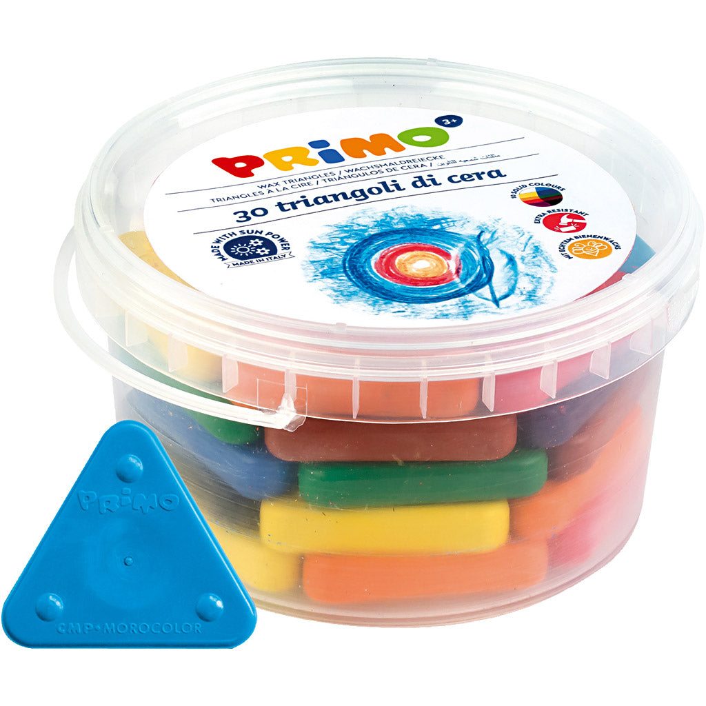 Primo wax krijtjes, diverse kleuren, 30 stuk 1 doos