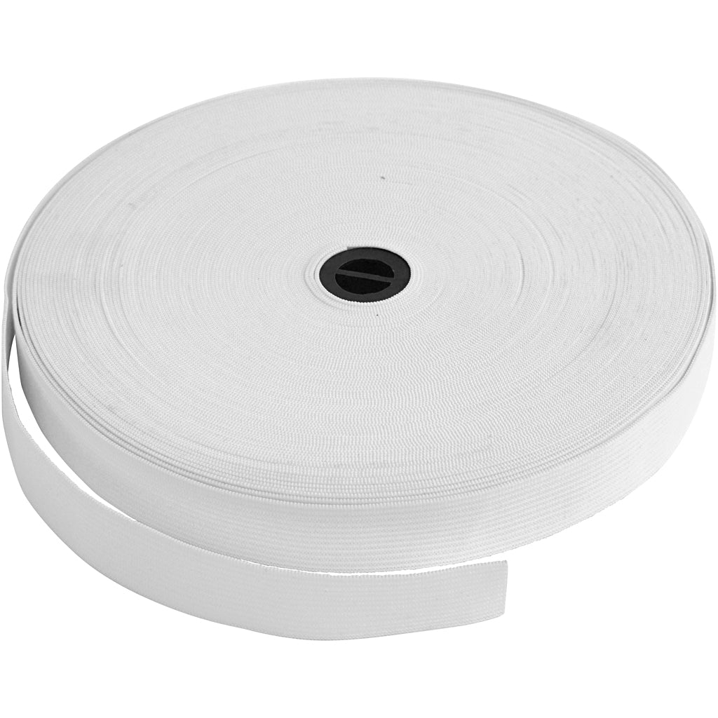 Creativ company elastiek, b: 20 mm, wit, 25 m 1 rol