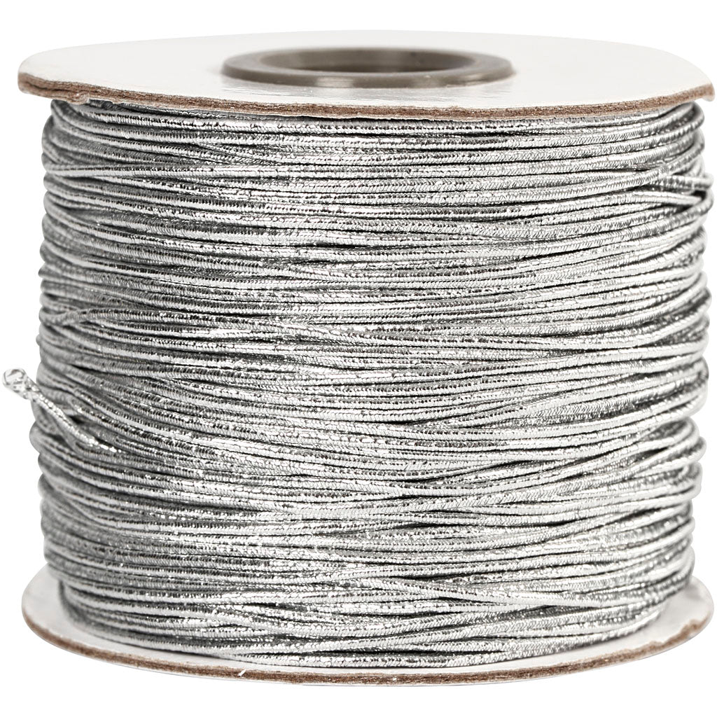 Creativ company elastisch koord, dikte 1 mm, zilver, 100 m 1 rol