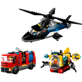 Lego city 60462 helikopter, brandweerauto en onderzeeer remix