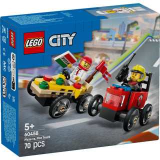 Lego 60458 city great vehicles raceautopakket: pizzabestelwagen vs. brandweerauto
