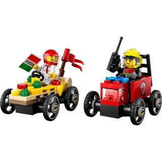 Lego 60458 city great vehicles raceautopakket: pizzabestelwagen vs. brandweerauto