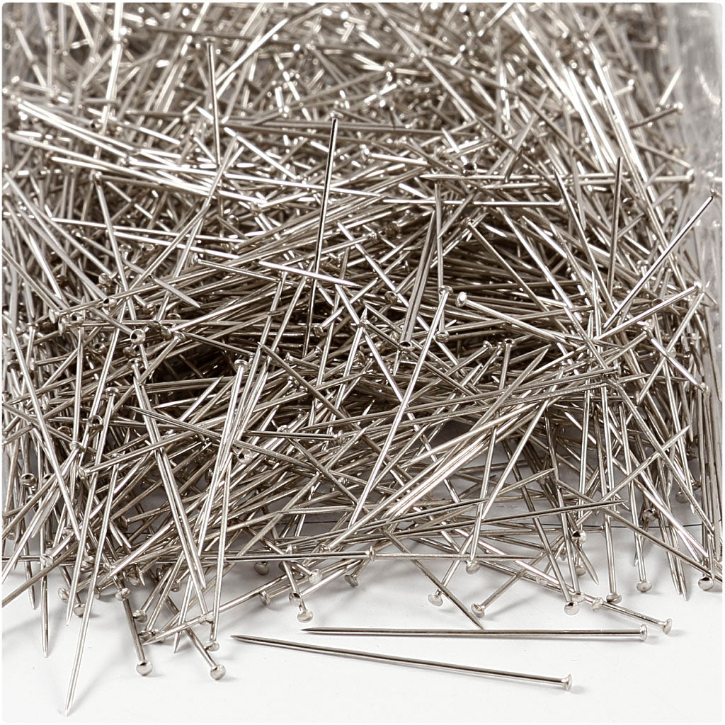 Creatief bedrijf kopspelden, l: 37 mm, dikte 0,7 mm, ca. 4500 stuk, zilver, 500 gr 1 doos