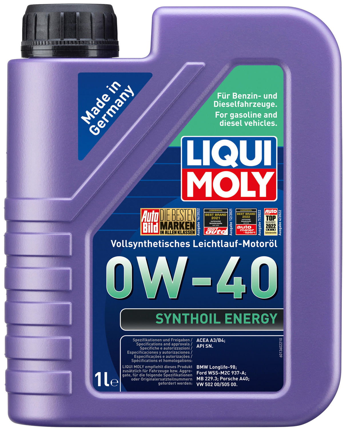 Liqui moly synthoil energy motorolie motoroel synthoil energy lm 0w-40 1 liter