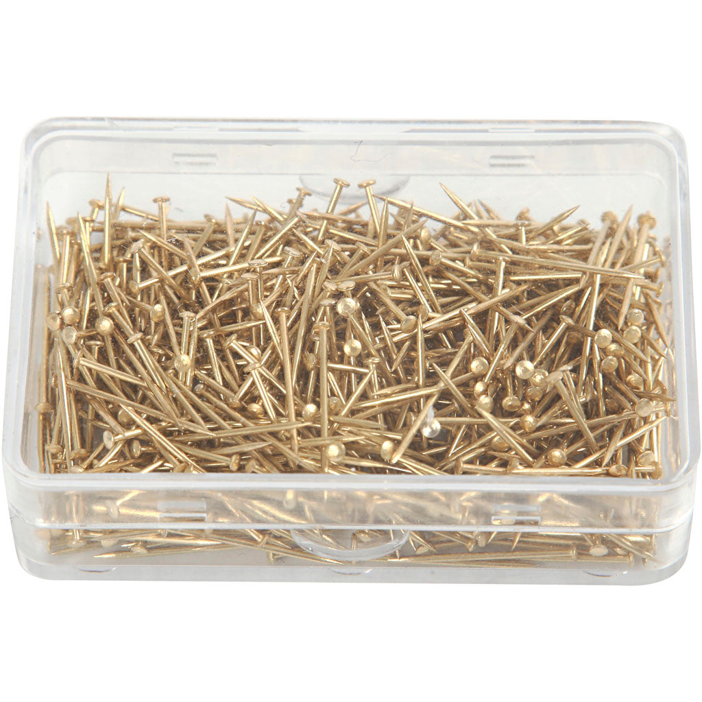 Creativ company kopspelden, l: 16 mm, dikte 0,65 mm, ca. 500 stuk, goud, 35 gr 1 doos
