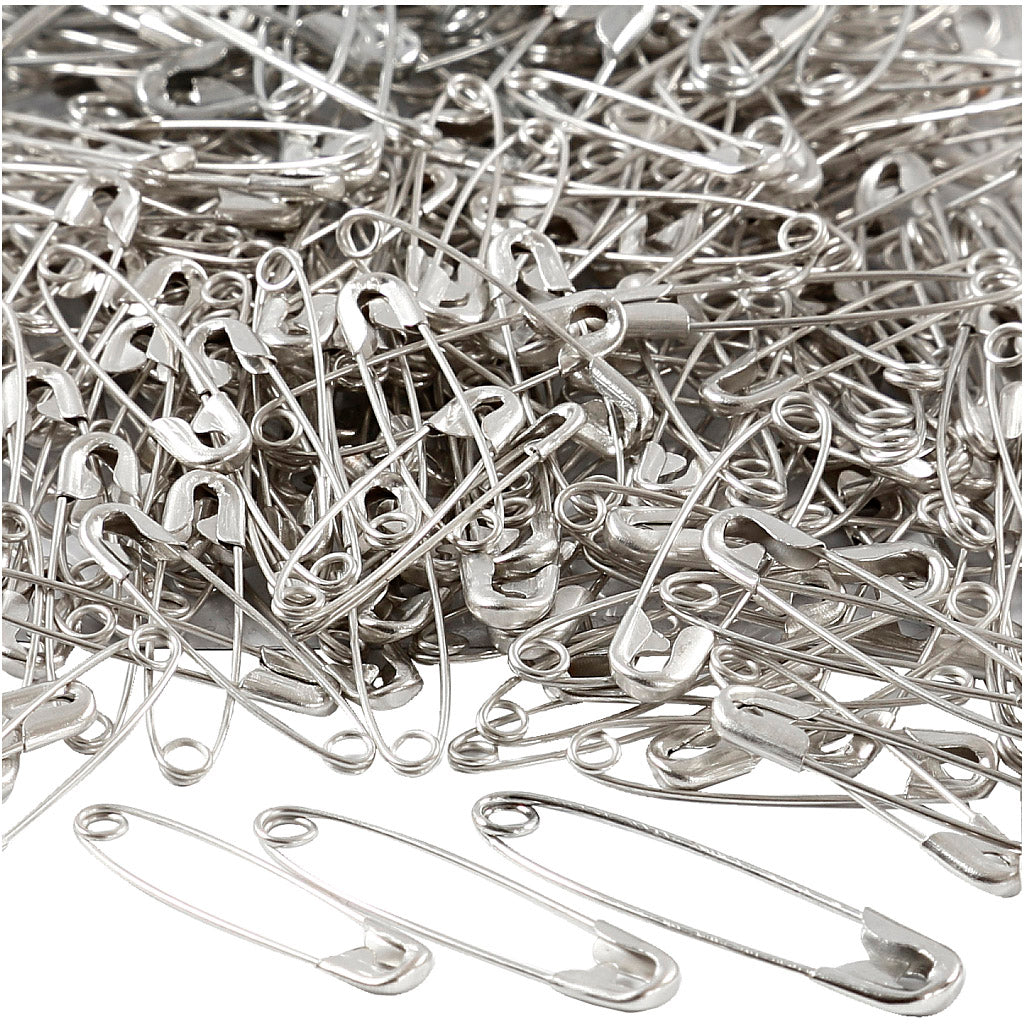 Creativ company veiligheidsspelden, l: 28+31+36 mm, dikte 0,7-0,8 mm, zilver, 600 stuk 1 doos