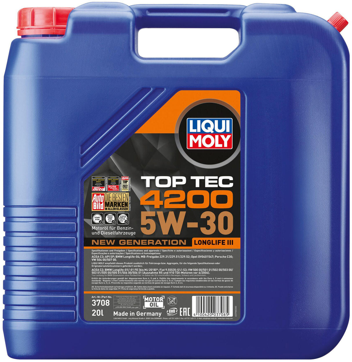 Liqui moly motorolie top tec 4200 new generation . top tech 4200 5w-30 20l motoroil