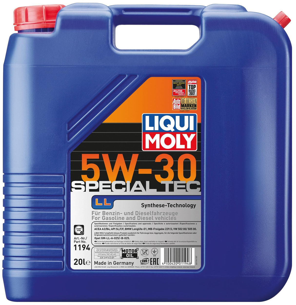 Liqui moly motorolie special tec ll . special tec ll 5w-30 20l motoroil