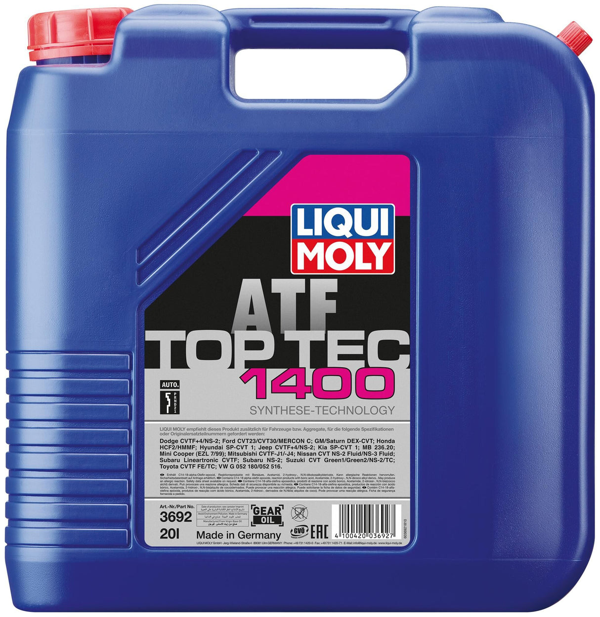 Liqui moly transmissieolie top tec atf 1400 top tec atf 1400 kanister 20l